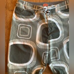 Tommy Bahama Olive and White Patterned Swim Shorts